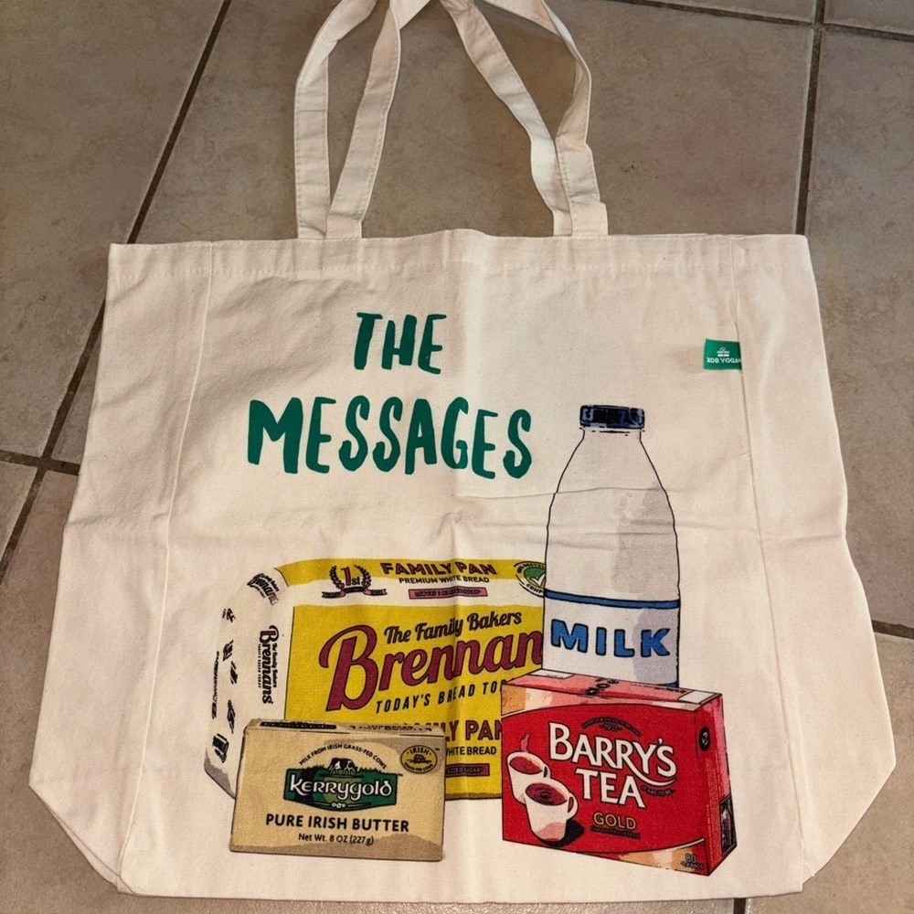Paddy Box Canvas Tote with Green Logo Kerry gold tea milk brennan bakers
